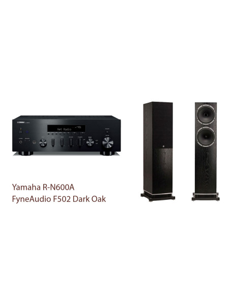 Yamaha R-N600A + Fyneaudio F502 black oak